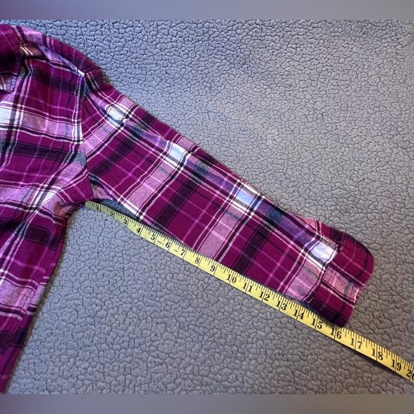 Gap Flannel Long Sleeve Button Up Blouse Womens Size XL Pink And White - Picture 9 of 9